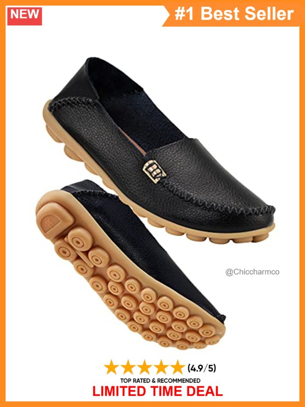 PU Leather Slip-On Loafers Memory Foam Cushioned Driving Flats